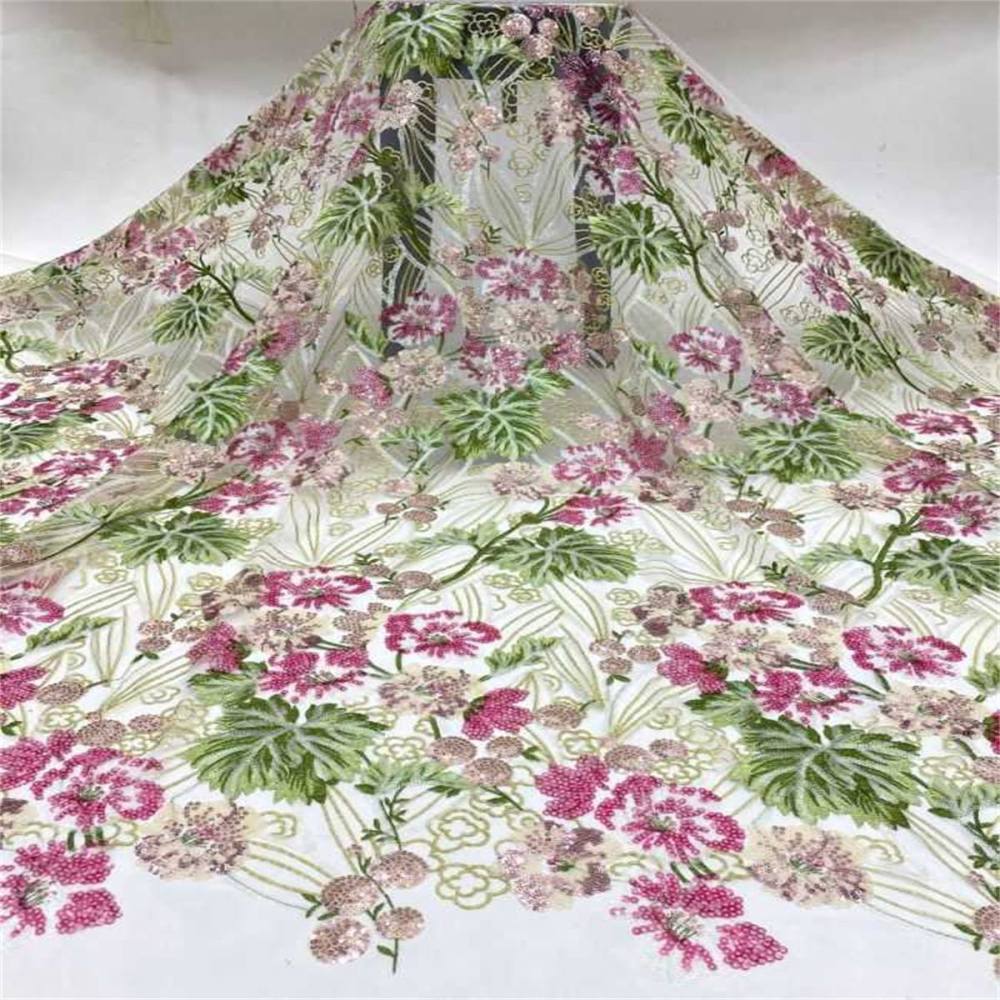 5 Yards Embroidered Sequin Fabric, Embroidered Sequin Tulle Lace | Love in Lace | NO. TDD031