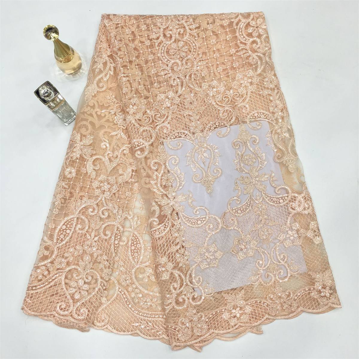 5 Yards Embroidered Sequin Fabric, Embroidered Sequin Tulle Lace | Love in Lace | NO. TDD340
