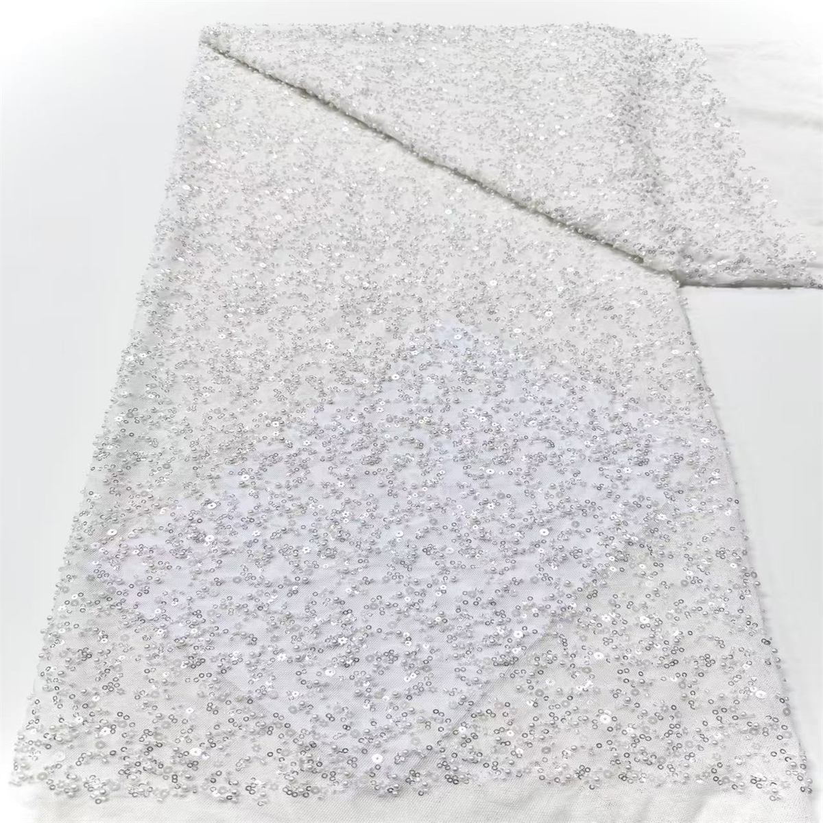 5 Yards Beaded Mesh Fabric, Beaded Tulle Fabric with Beads, Pearls & Sequins | Love in Lace | NO. HN280