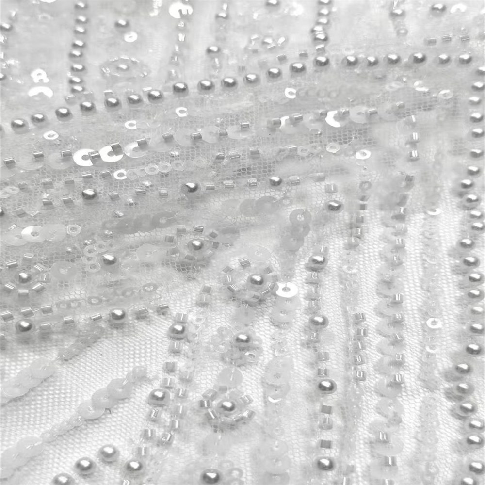 Beaded Tulle Fabric HN291