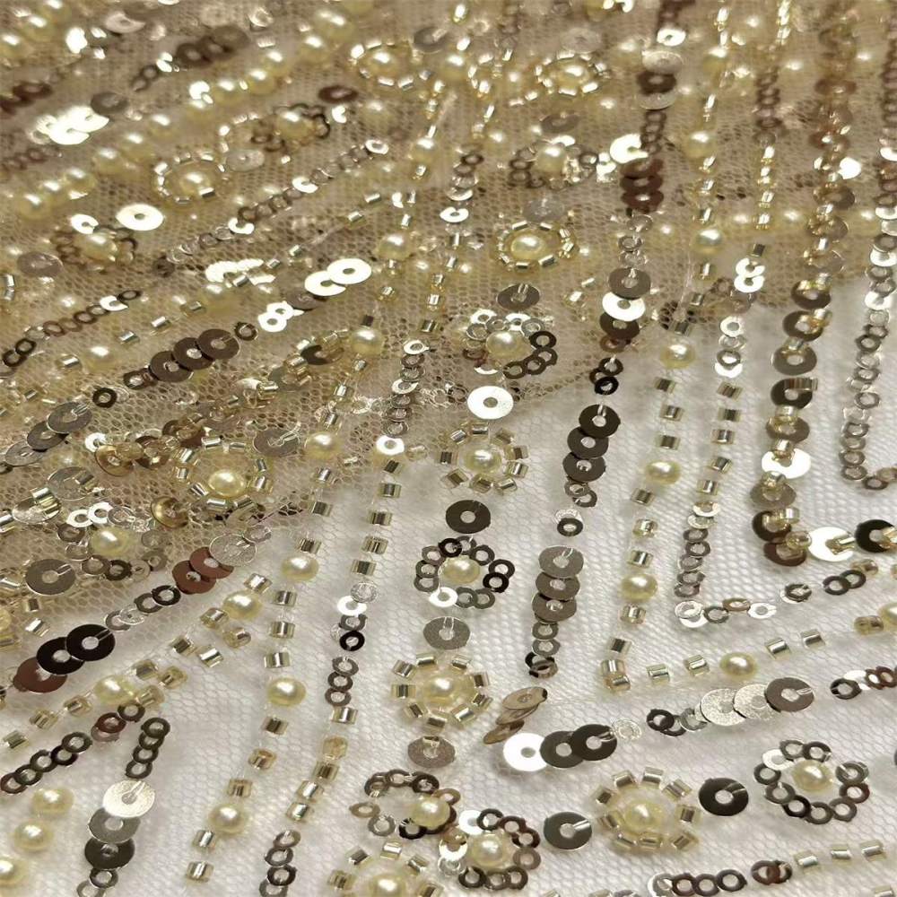 Beaded Tulle Fabric HN291