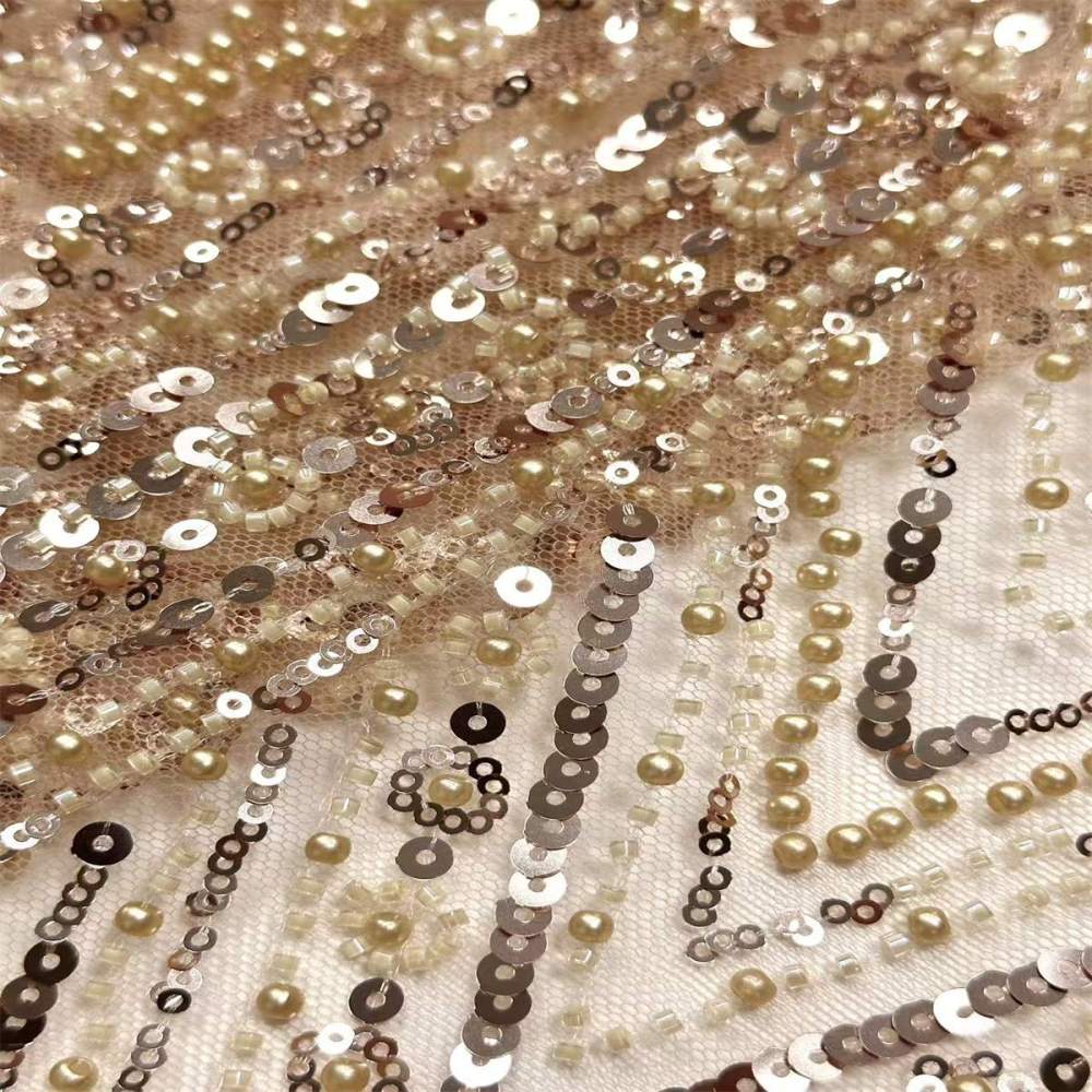 Beaded Tulle Fabric HN291