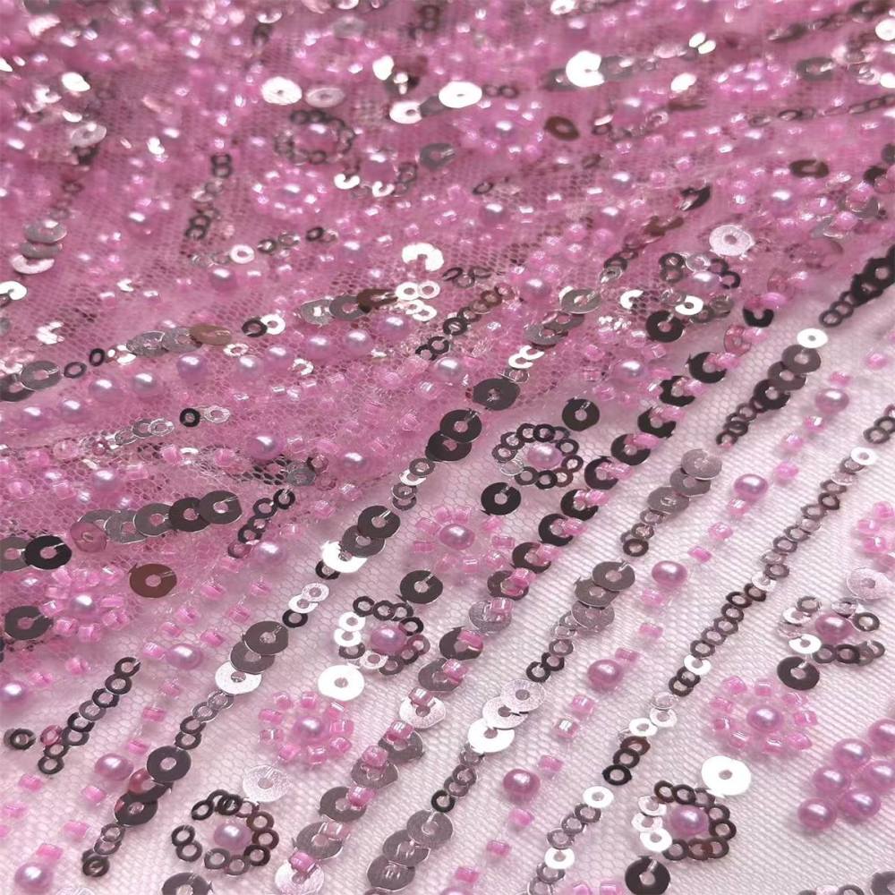 Beaded Tulle Fabric HN291
