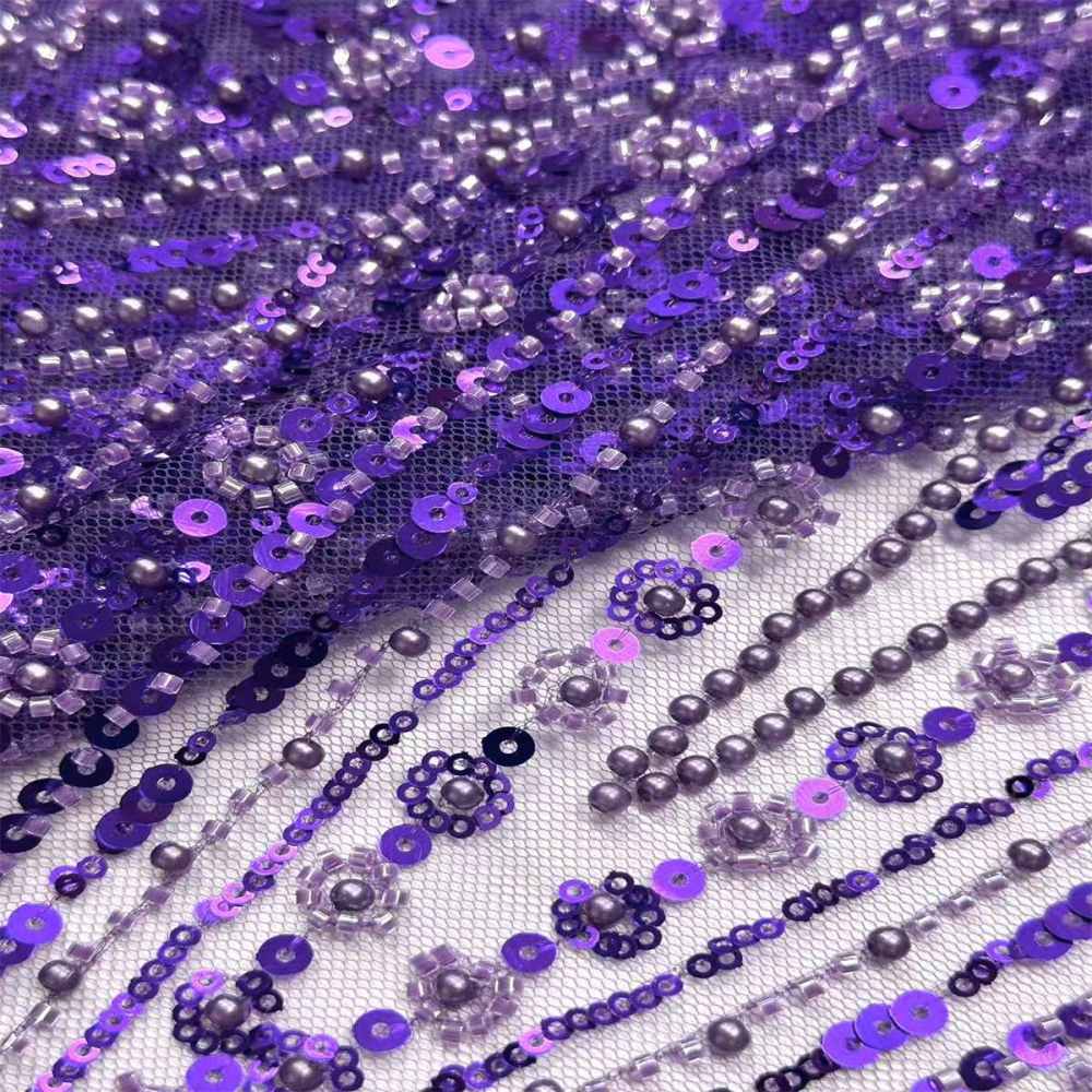 Beaded Tulle Fabric HN291