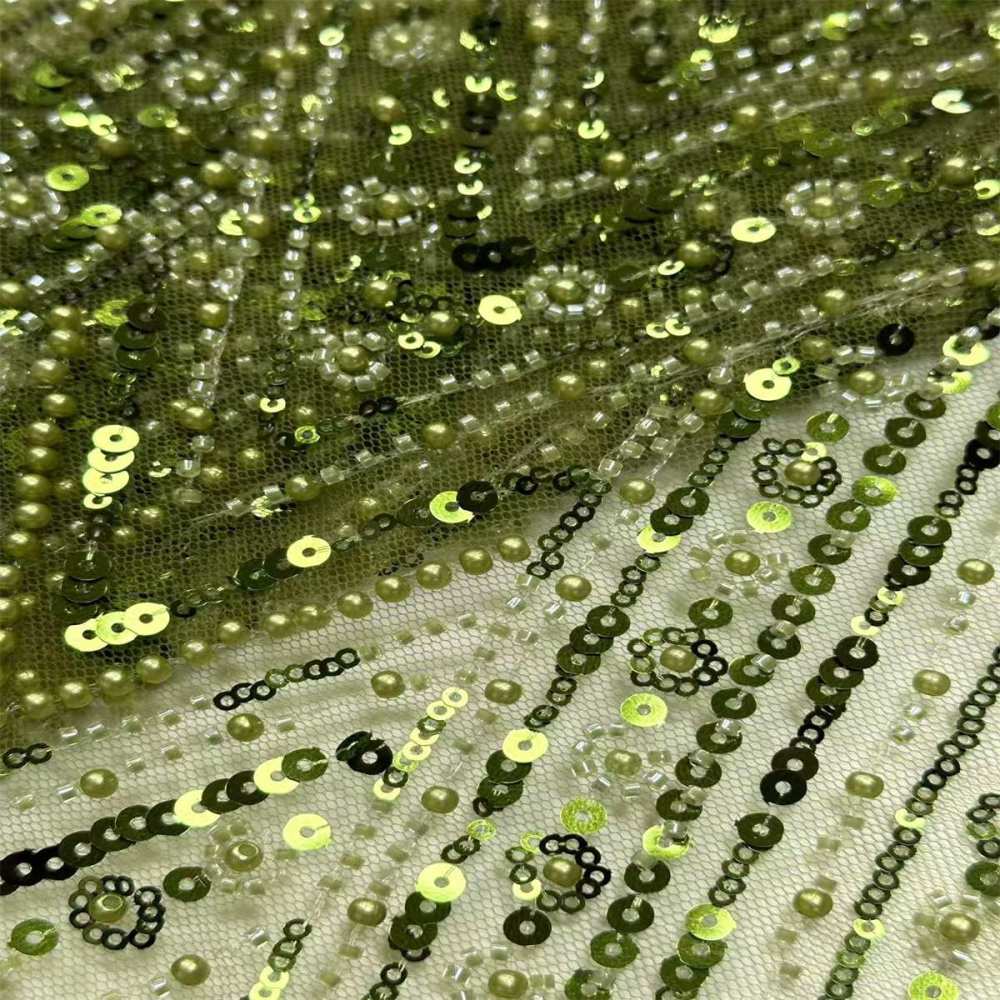 Beaded Tulle Fabric HN291