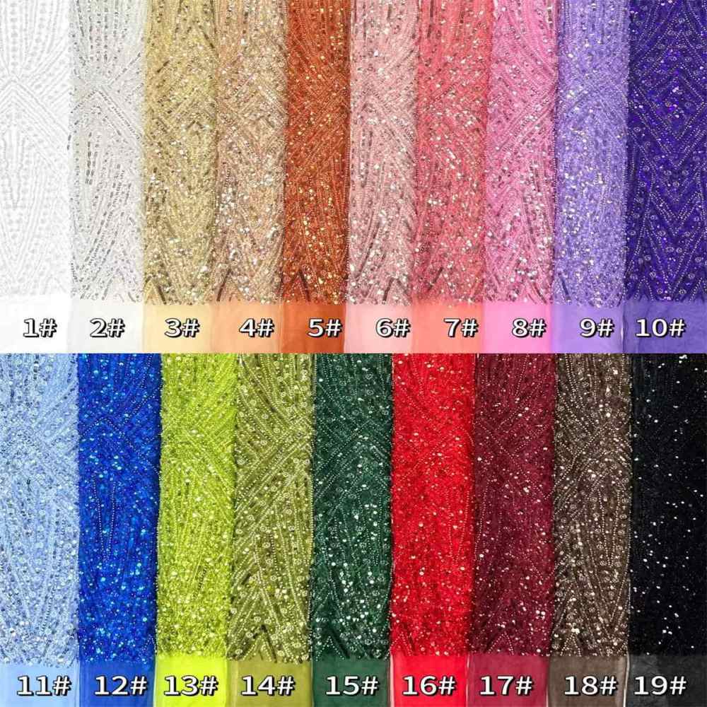 Beaded Tulle Fabric HN291