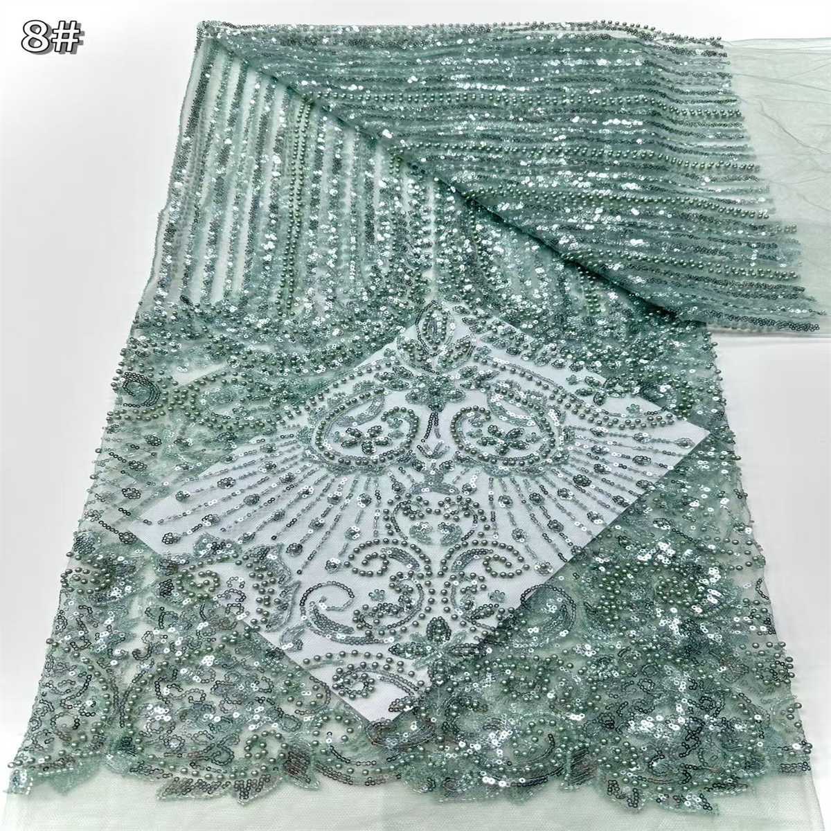 5 Yards Beaded Mesh Fabric, Beaded Tulle Fabric with Beads, Pearls & Sequins | Love in Lace | NO. HN285