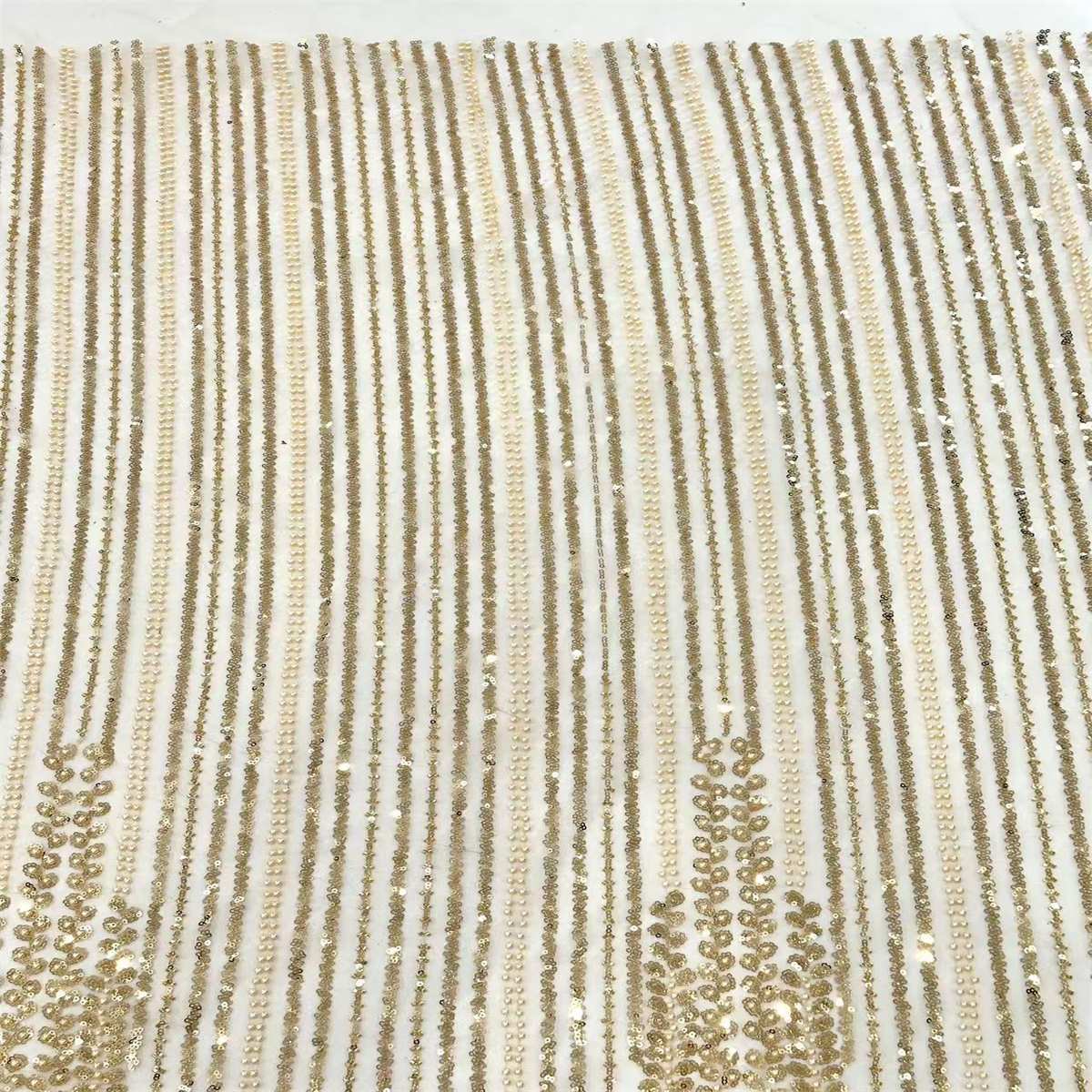 5 Yards Beaded Mesh Fabric, Beaded Tulle Fabric with Beads, Pearls & Sequins | Love in Lace | NO. HN285
