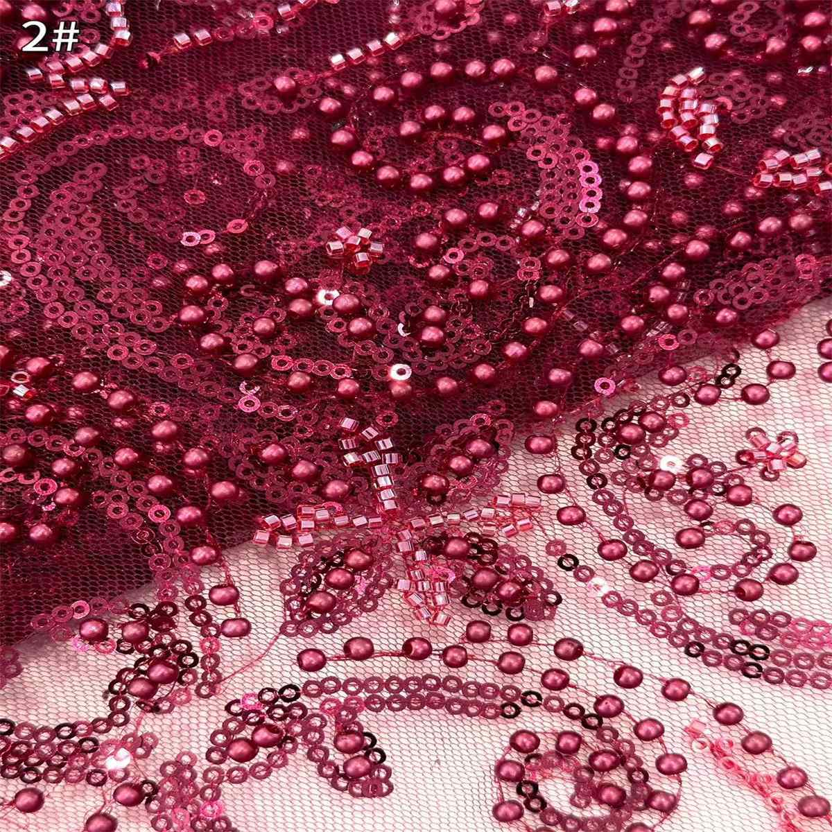 5 Yards Beaded Mesh Fabric, Beaded Tulle Fabric with Beads, Pearls & Sequins | Love in Lace | NO. HN285
