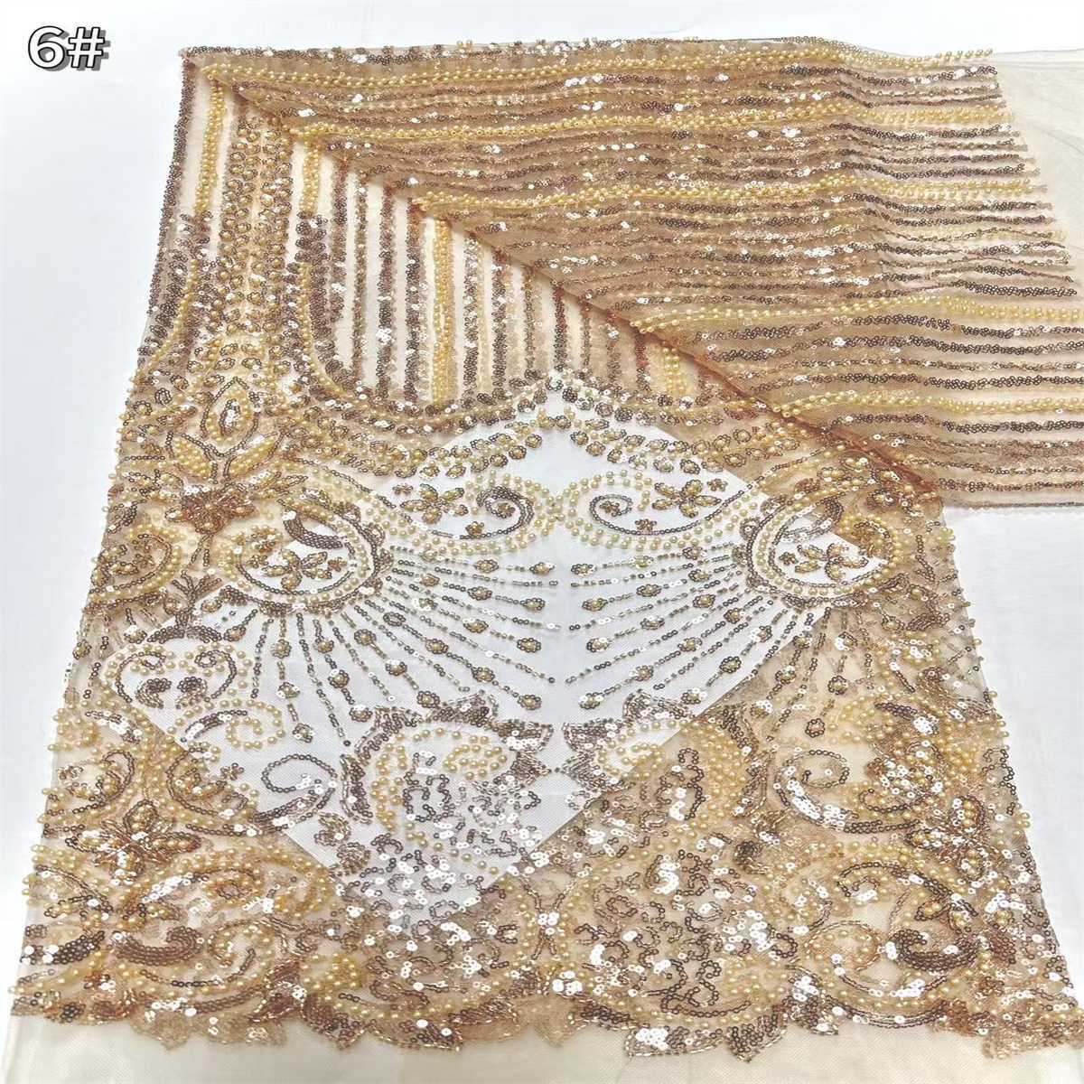 5 Yards Beaded Mesh Fabric, Beaded Tulle Fabric with Beads, Pearls & Sequins | Love in Lace | NO. HN285