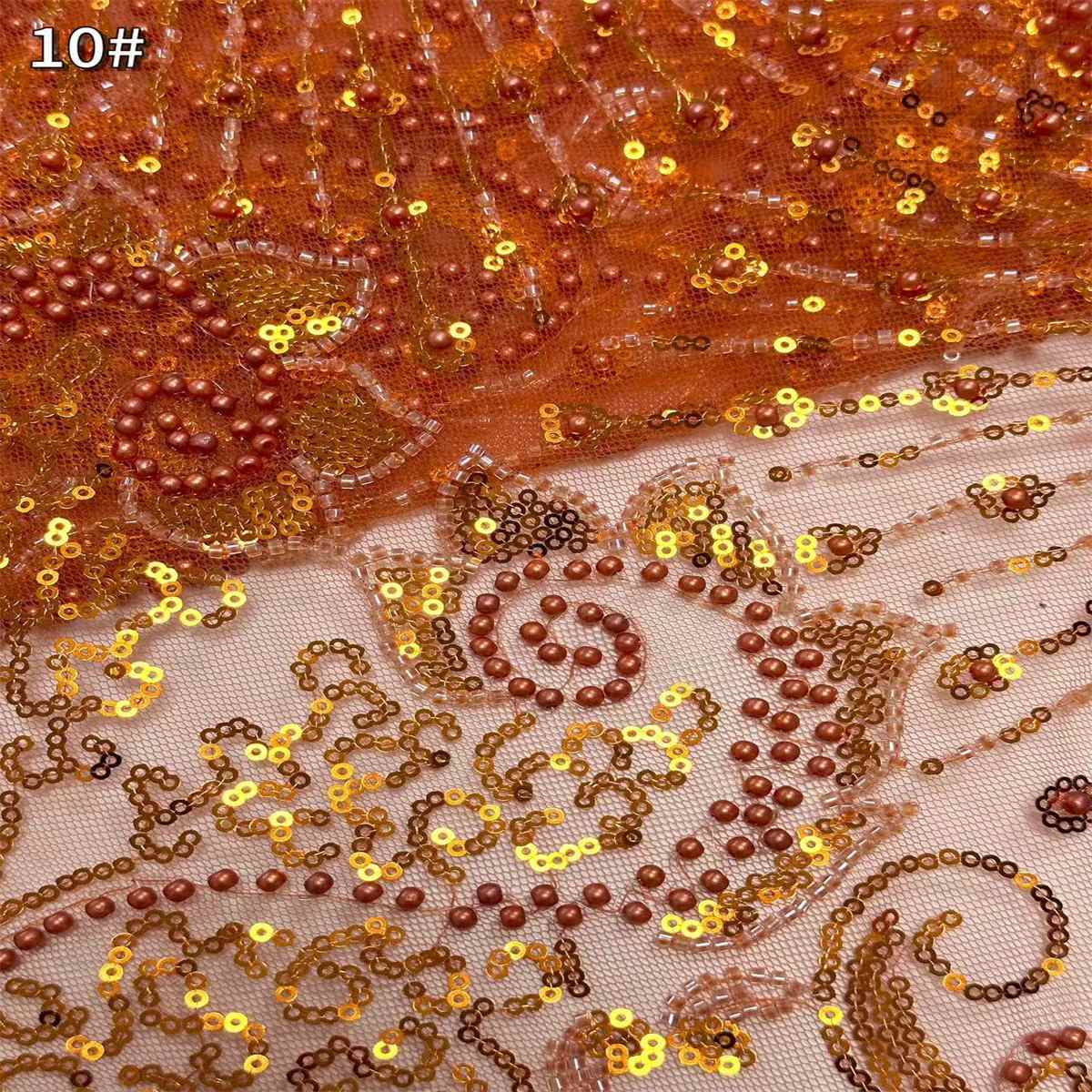 5 Yards Beaded Mesh Fabric, Beaded Tulle Fabric with Beads, Pearls & Sequins | Love in Lace | NO. HN285