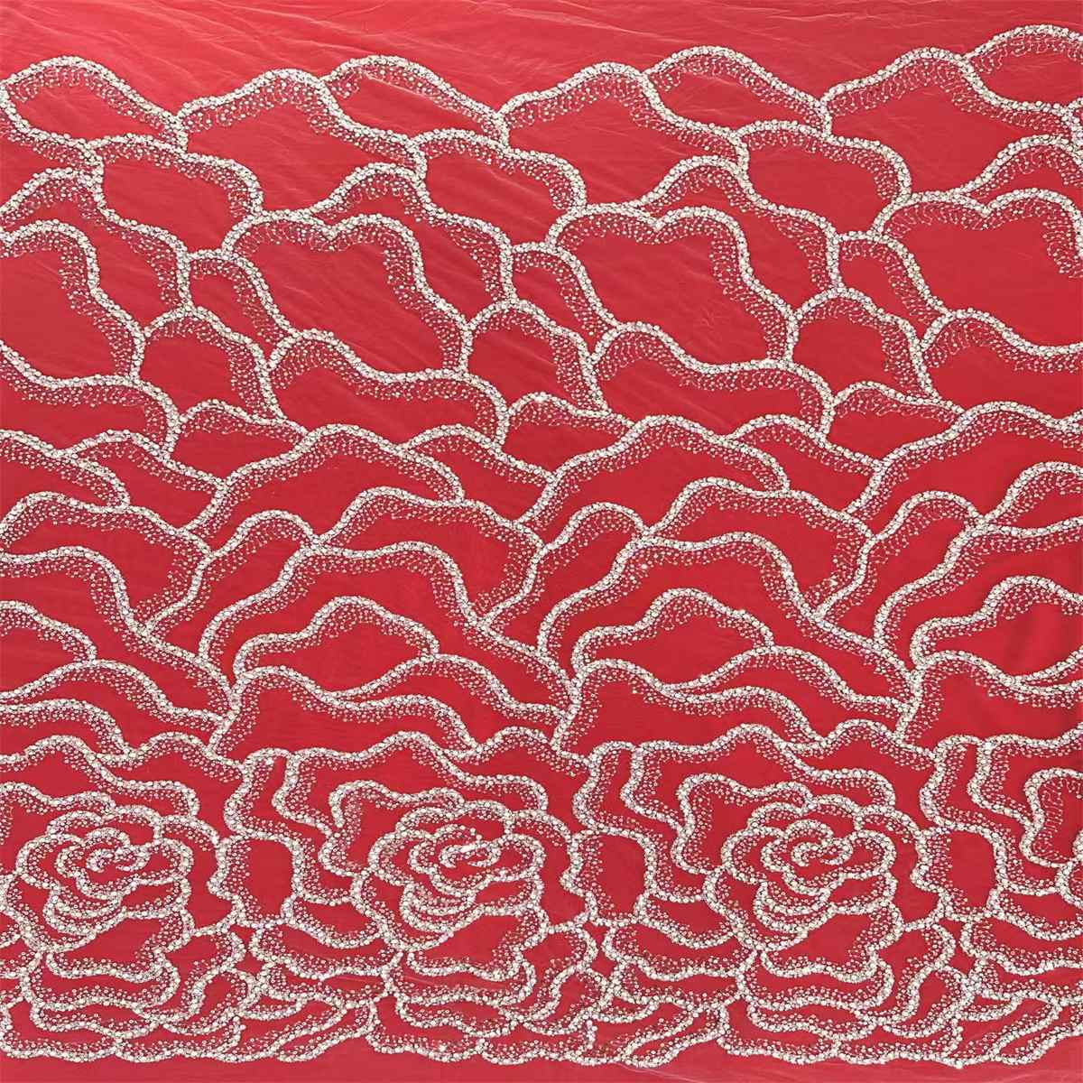 5 Yards Beaded Mesh Fabric, Beaded Tulle Fabric with Beads, Pearls & Sequins | Love in Lace | NO. ZT089