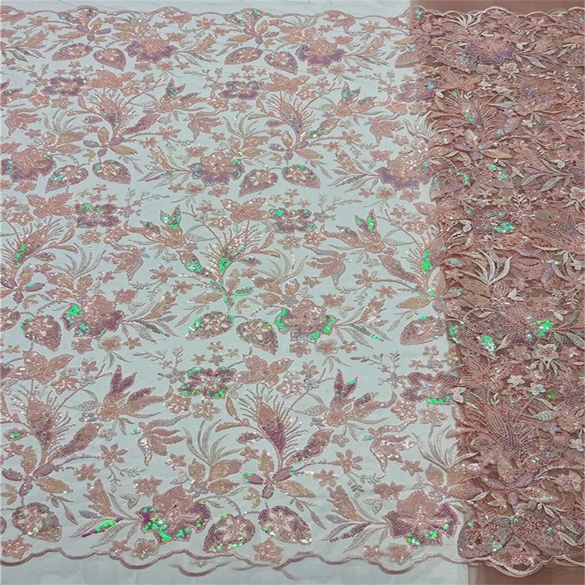 5 Yards Luxury Crystal Pearl Beaded Embroidered Lace Fabric for Evening Gowns