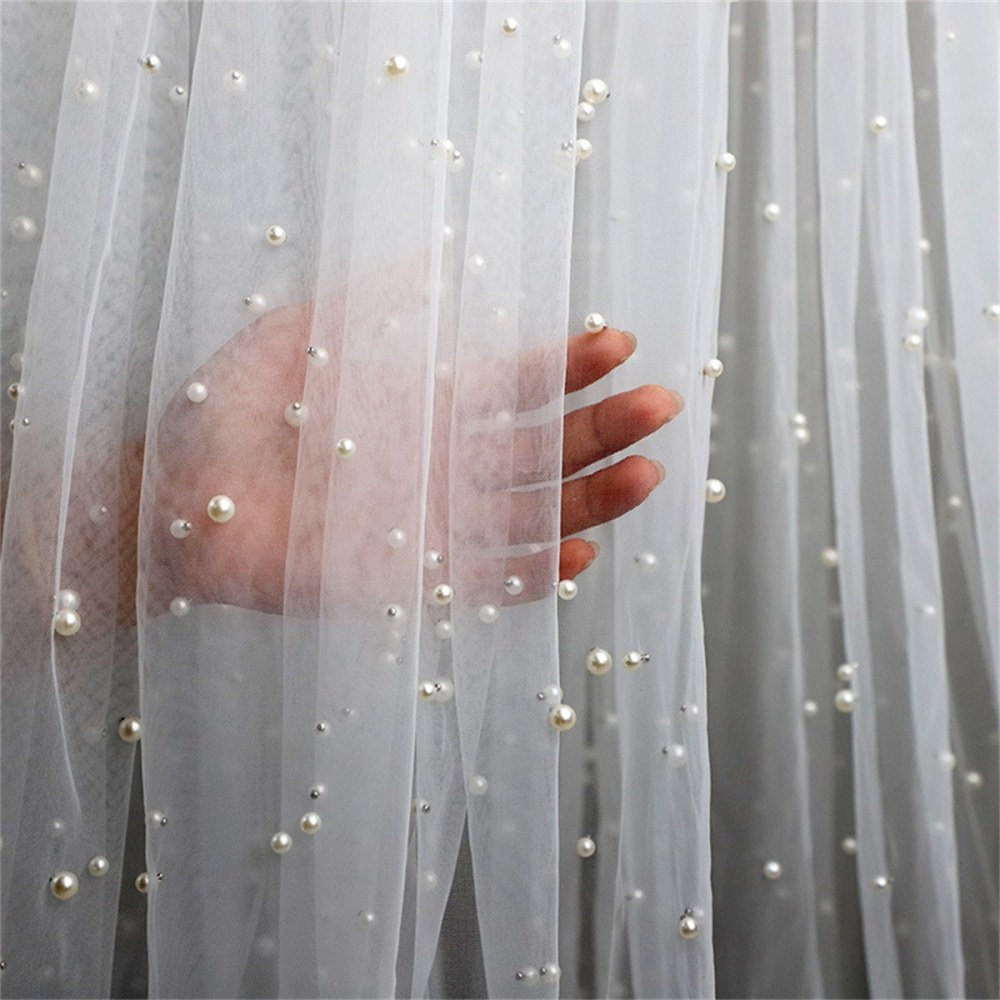 5 Yards Pearl Mesh Fabric, Pearl Tulle Fabric, Net Fabric with Pearls | Love in Lace | NO. FYG001