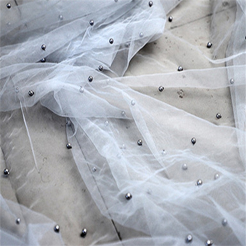 5 Yards Pearl Mesh Fabric, Pearl Tulle Fabric, Net Fabric with Pearls | Love in Lace | NO. FYG001