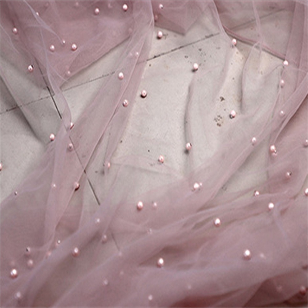 5 Yards Pearl Mesh Fabric, Pearl Tulle Fabric, Net Fabric with Pearls | Love in Lace | NO. FYG001