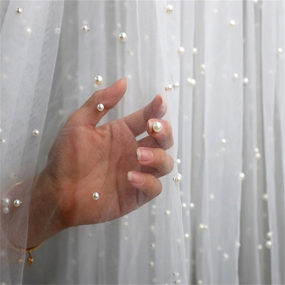 5 Yards Pearl Mesh Fabric, Pearl Tulle Fabric, Net Fabric with Pearls | Love in Lace | NO. FYG001