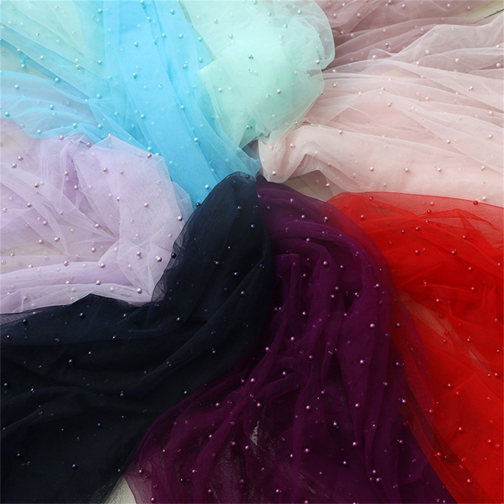 5 Yards Pearl Mesh Fabric, Pearl Tulle Fabric, Net Fabric with Pearls | Love in Lace | NO. FYG001