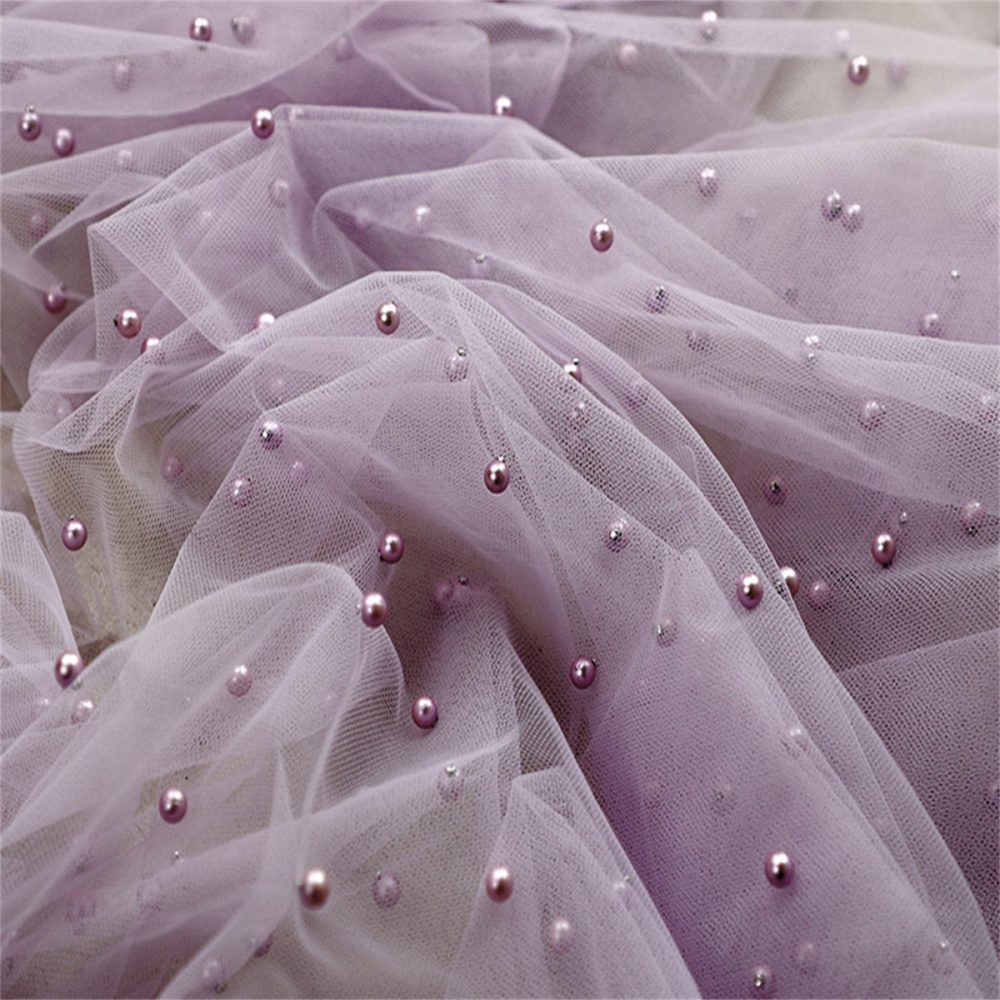 5 Yards Pearl Mesh Fabric, Pearl Tulle Fabric, Net Fabric with Pearls | Love in Lace | NO. FYG001