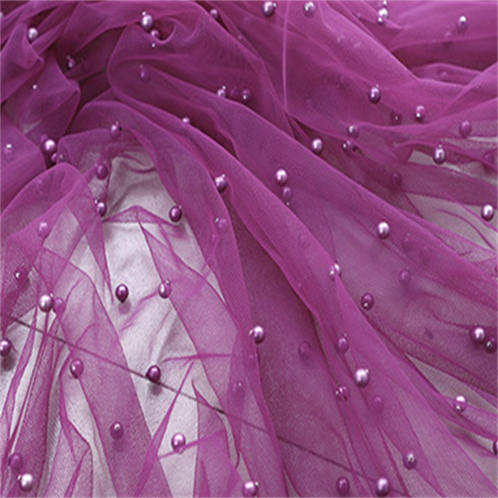 5 Yards Pearl Mesh Fabric, Pearl Tulle Fabric, Net Fabric with Pearls | Love in Lace | NO. FYG001