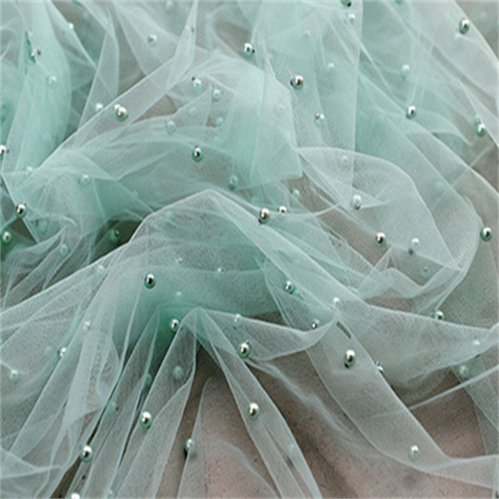 5 Yards Pearl Mesh Fabric, Pearl Tulle Fabric, Net Fabric with Pearls | Love in Lace | NO. FYG001