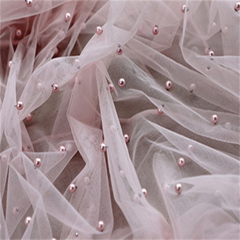 5 Yards Pearl Mesh Fabric, Pearl Tulle Fabric, Net Fabric with Pearls | Love in Lace | NO. FYG001