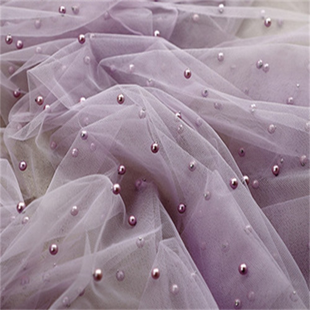 5 Yards Pearl Mesh Fabric, Pearl Tulle Fabric, Net Fabric with Pearls | Love in Lace | NO. FYG001