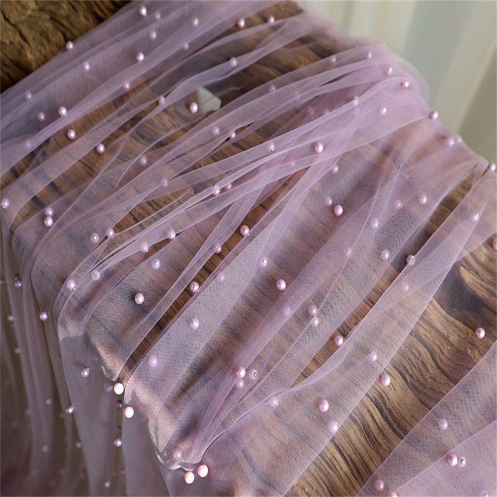 5 Yards Pearl Mesh Fabric, Pearl Tulle Fabric, Net Fabric with Pearls | Love in Lace | NO. FYG001