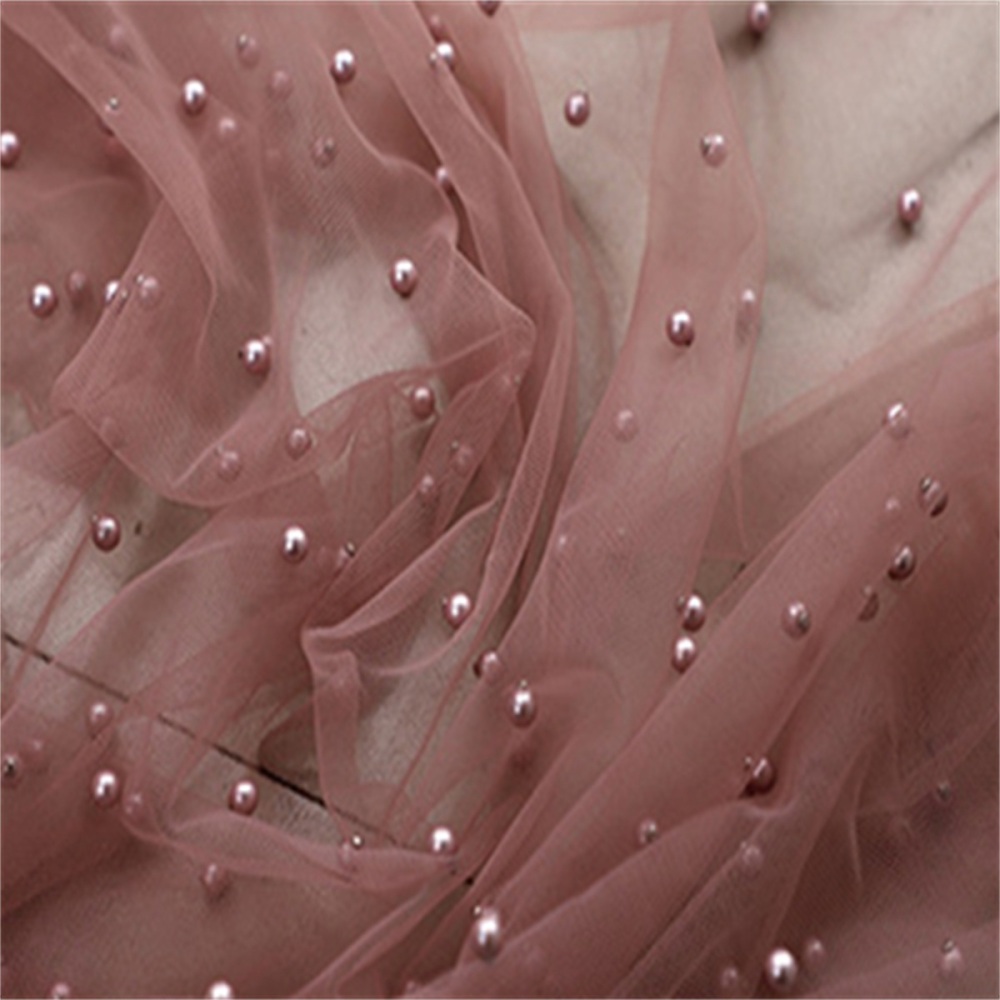 5 Yards Pearl Mesh Fabric, Pearl Tulle Fabric, Net Fabric with Pearls | Love in Lace | NO. FYG001