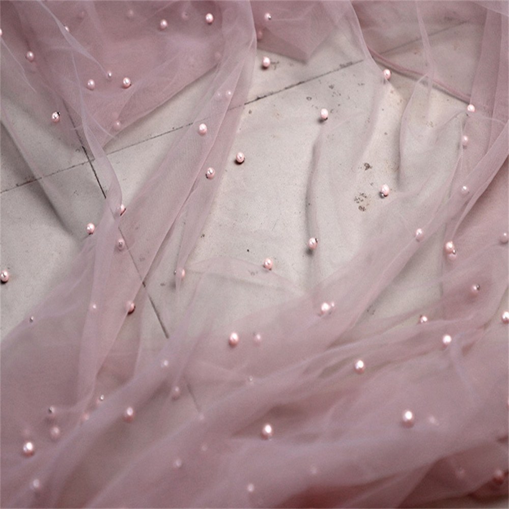 5 Yards Pearl Mesh Fabric, Pearl Tulle Fabric, Net Fabric with Pearls | Love in Lace | NO. FYG001