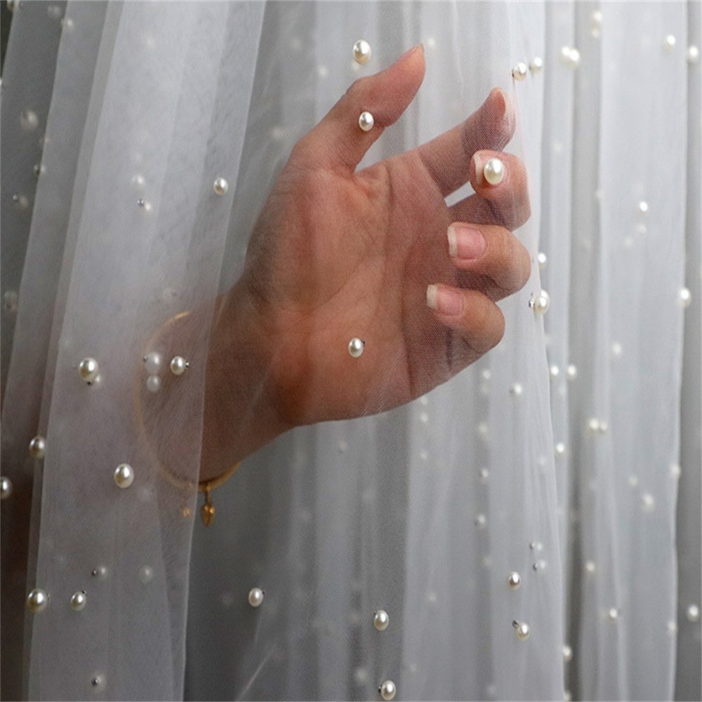 5 Yards Pearl Mesh Fabric, Pearl Tulle Fabric, Net Fabric with Pearls | Love in Lace | NO. FYG001