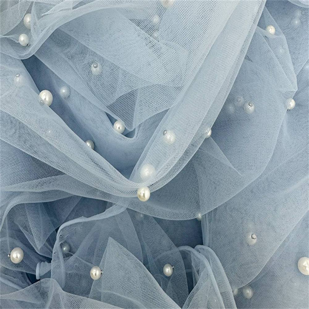 5 Yards Pearl Mesh Fabric, Pearl Tulle Fabric, Net Fabric with Pearls | Love in Lace | NO. FYG001