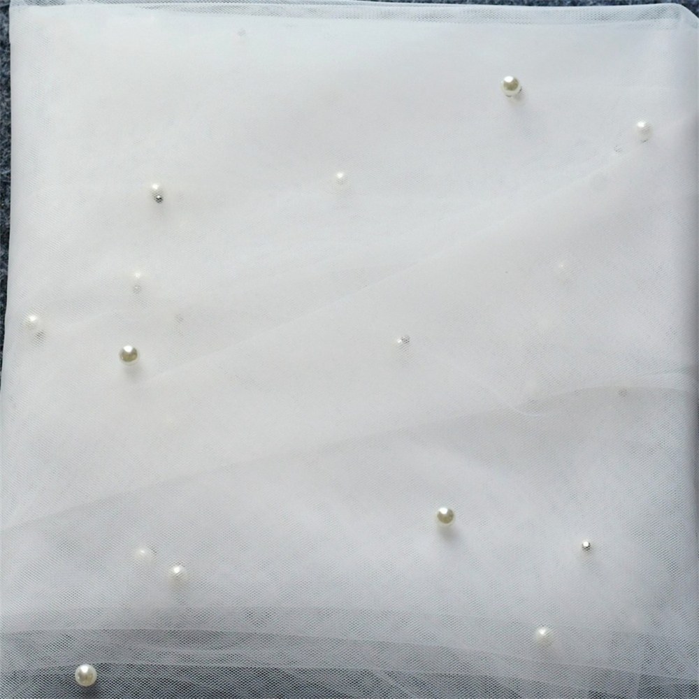 5 Yards Pearl Mesh Fabric, Pearl Tulle Fabric, Net Fabric with Pearls, 118 inch Width | Love in Lace | NO. YL001