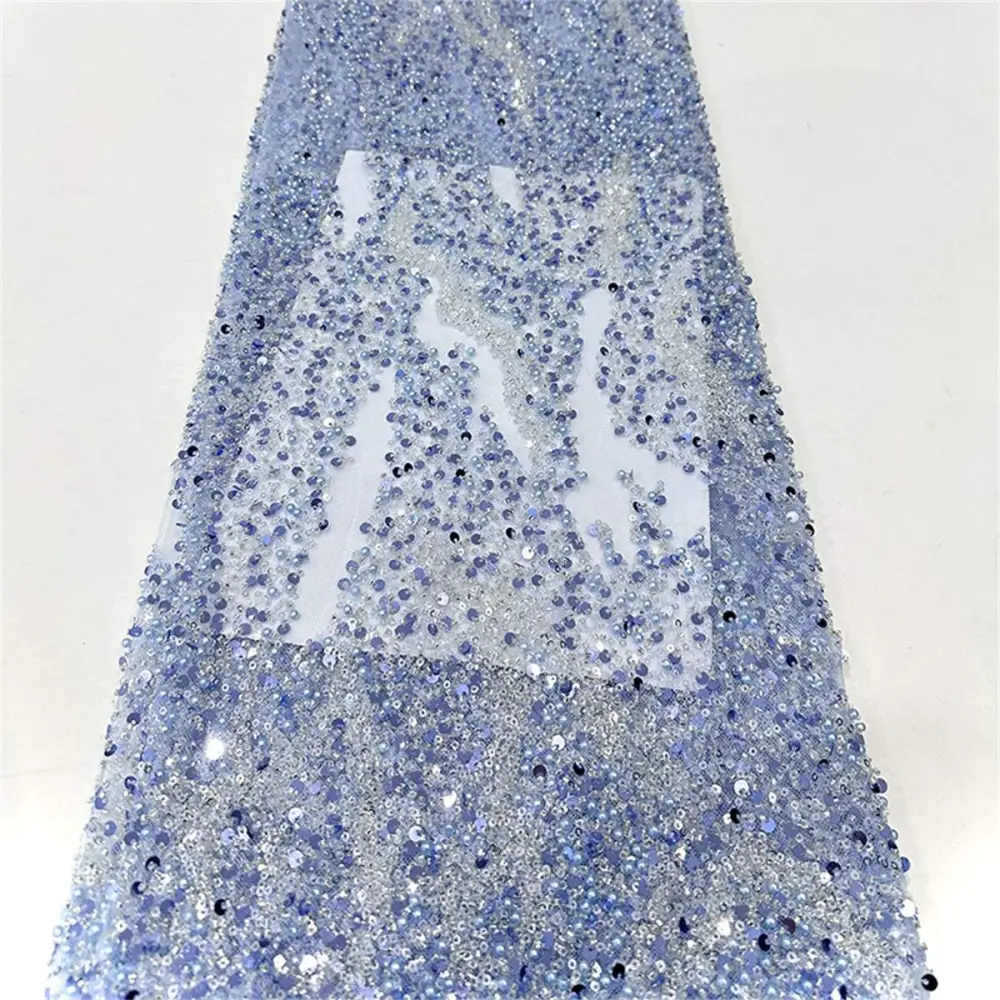 Yards Beaded Mesh Fabric, Beaded Tulle Fabric with Beads, Pearls