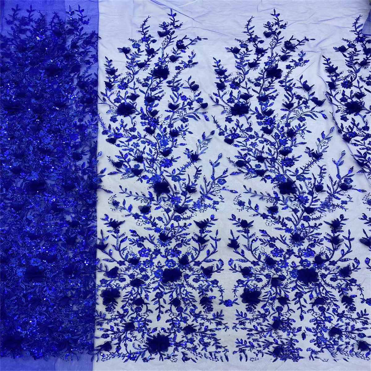 5 Yards Beaded Embroidered 3D Floral Lace Material Fabric