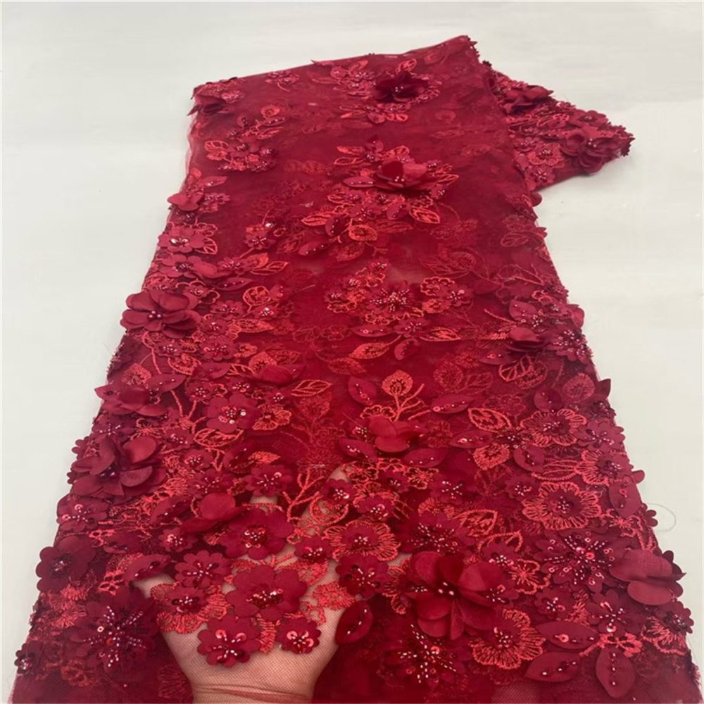 5 Yards Beaded Mesh Fabric, Beaded Tulle Fabric with Beads, 3D Flowers, Petals & Sequins  | Love in Lace | NO. JLT207