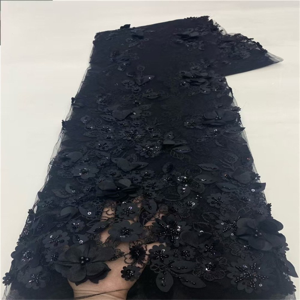 5 Yards 3D Floral Lace Fabric, Embroidered Beaded Tulle Lace Fabric, Embellished with Beads, Sequins, 3D Flowers, Petals, Ref. JLT207