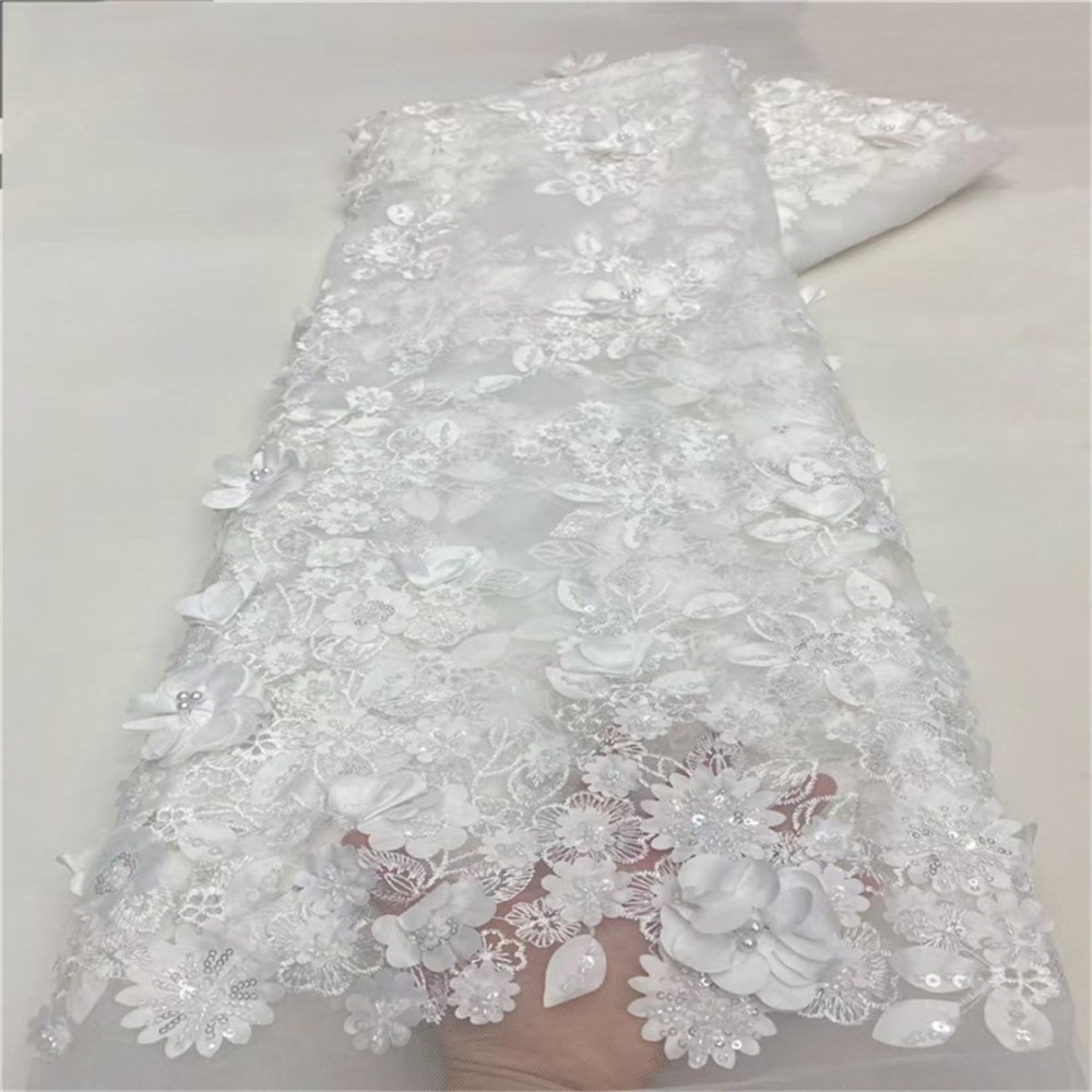 5 Yards Beaded Mesh Fabric, Beaded Tulle Fabric with Beads, 3D Flowers, Petals & Sequins  | Love in Lace | NO. JLT207