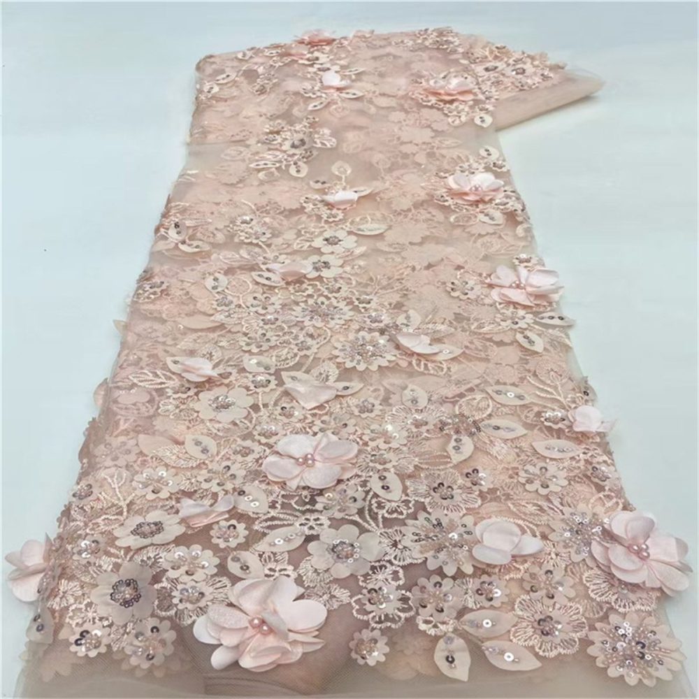 5 Yards Beaded Mesh Fabric, Beaded Tulle Fabric with Beads, 3D Flowers, Petals & Sequins  | Love in Lace | NO. JLT207