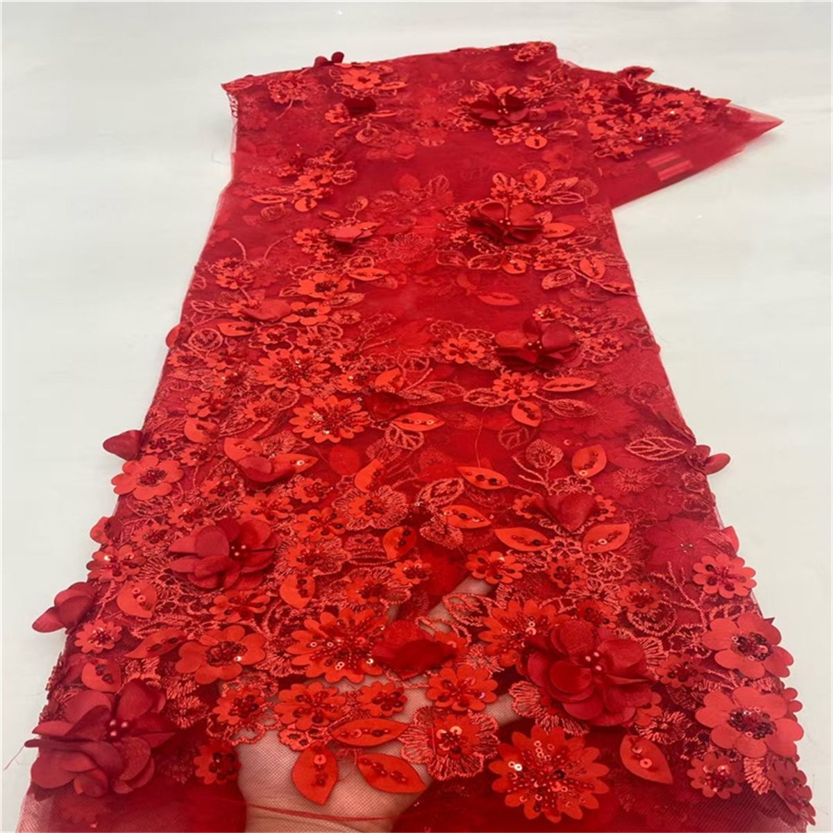 5 Yards Beaded Mesh Fabric, Beaded Tulle Fabric with Beads, 3D Flowers, Petals & Sequins  | Love in Lace | NO. JLT207