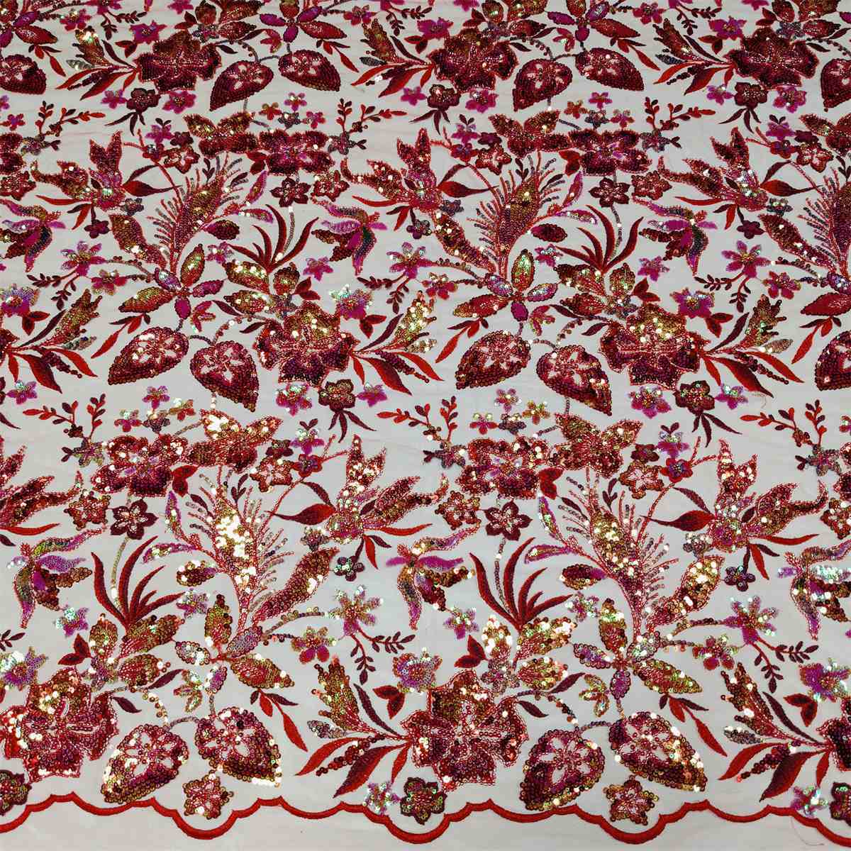5 Yards Embroidered Beaded Fabric, Embroidered Sequin Tulle Lace | Love in Lace | NO. ZT033