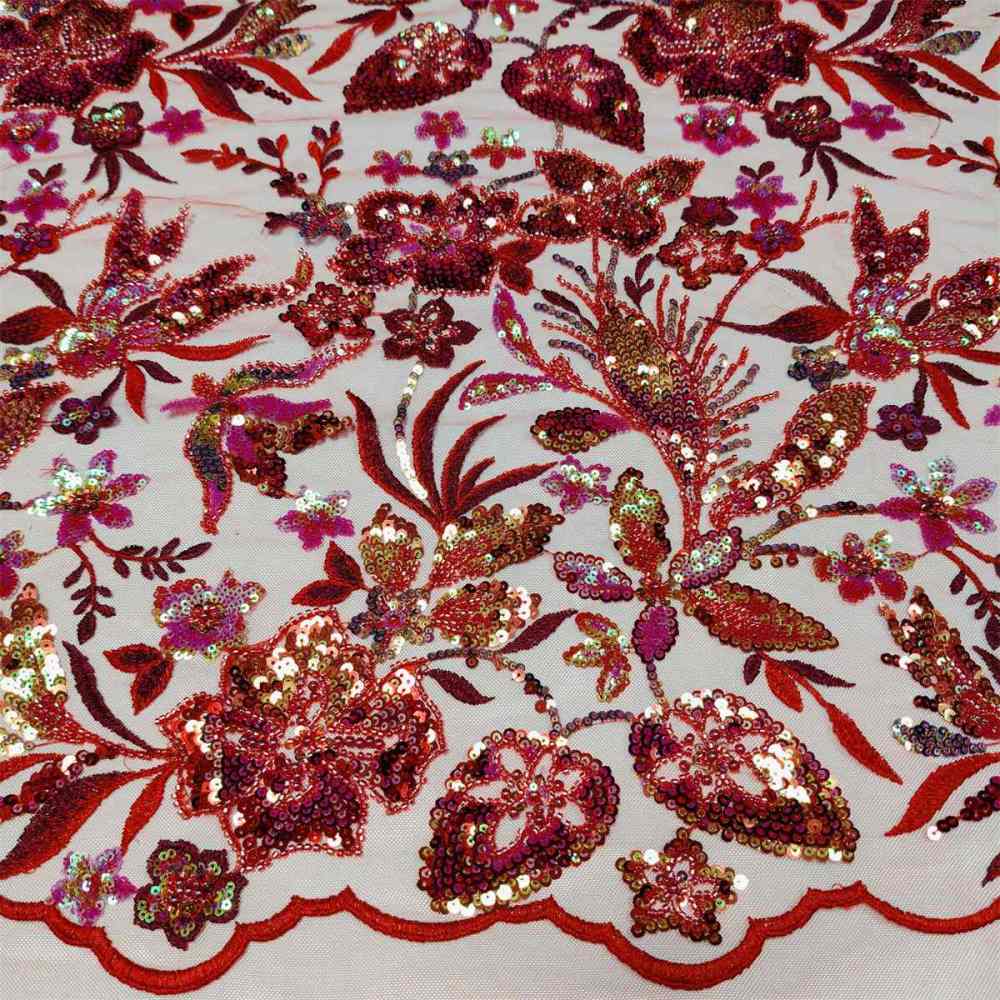 5 Yards Embroidered Beaded Fabric, Embroidered Sequin Tulle Lace | Love in Lace | NO. ZT033