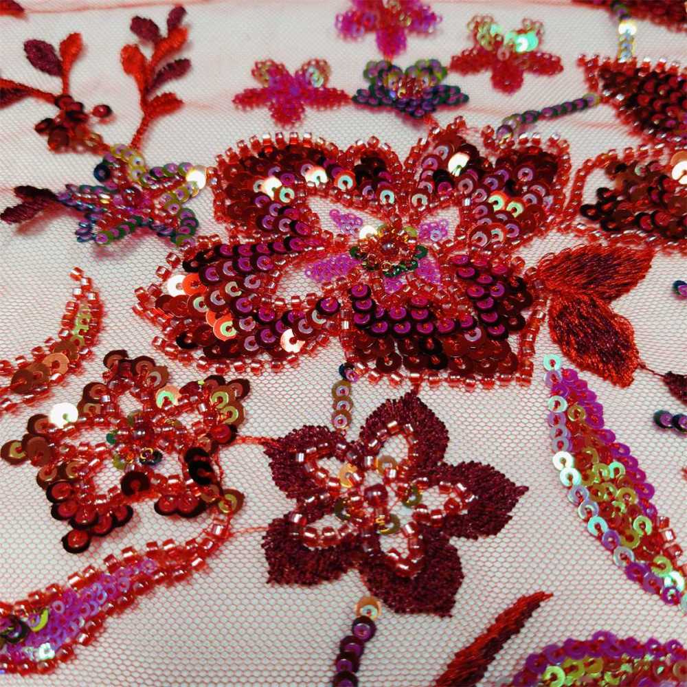 5 Yards Embroidered Beaded Fabric, Embroidered Sequin Tulle Lace | Love in Lace | NO. ZT033