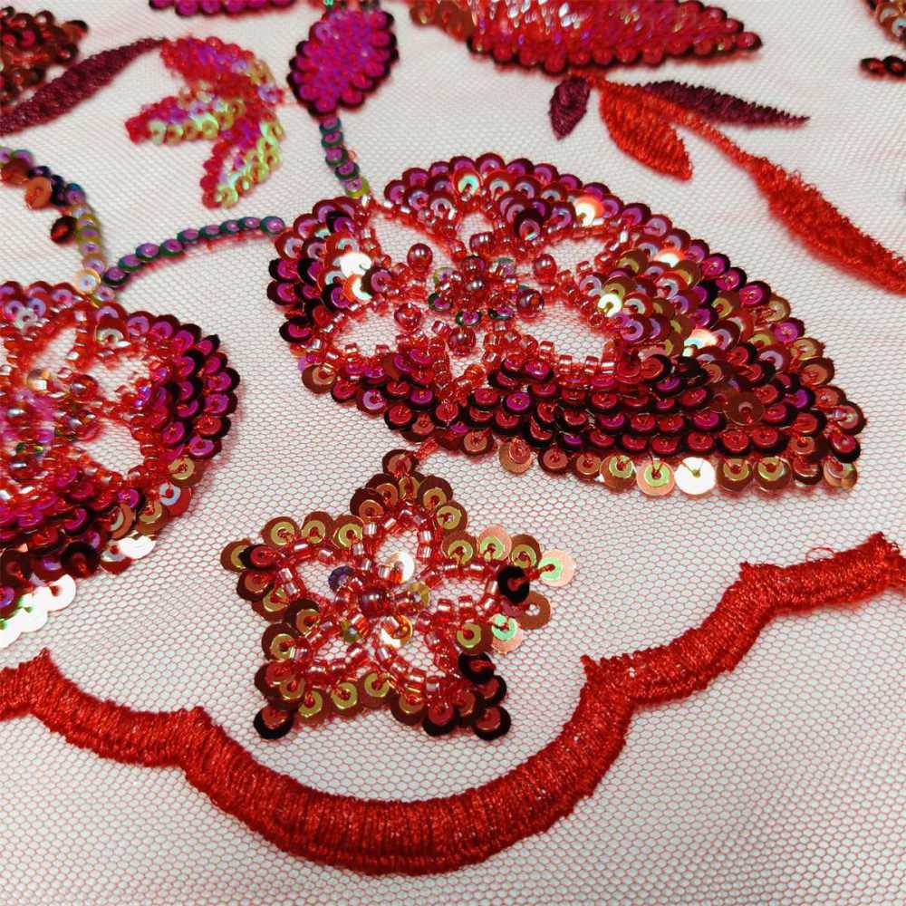 5 Yards Embroidered Beaded Fabric, Embroidered Sequin Tulle Lace | Love in Lace | NO. ZT033