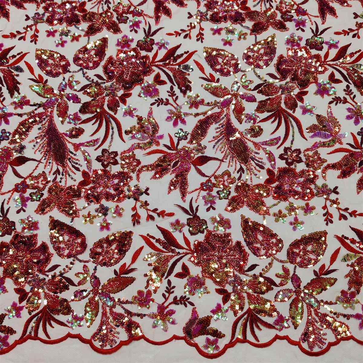 5 Yards Embroidered Beaded Fabric, Embroidered Sequin Tulle Lace | Love in Lace | NO. ZT033