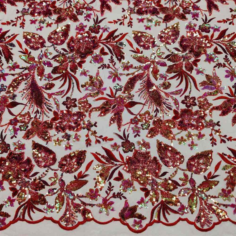 5 Yards Embroidered Beaded Fabric, Embroidered Sequin Tulle Lace | Love in Lace | NO. ZT033