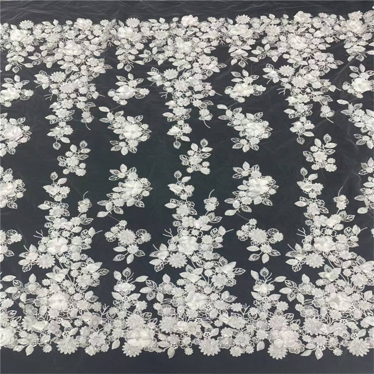 5 Yards Embroidered Beaded Fabric, Embroidered Sequin Tulle Lace With 3D Flowers, Petals | Love in Lace | NO. JLT207