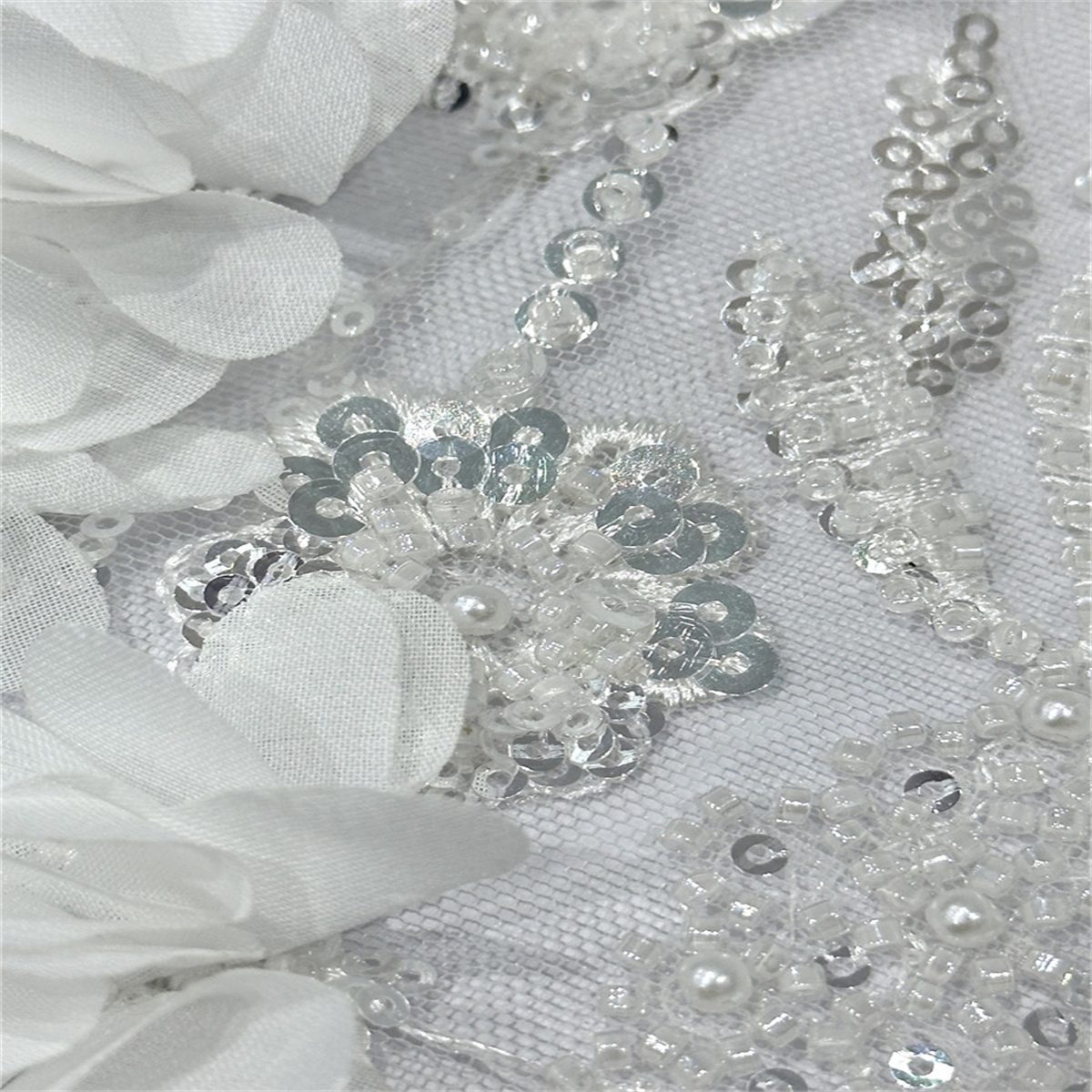 5 Yards 3D Floral Pearl Beaded Embroidered Lace Fabric – Luxury Wedding Gown and Evening Dress Material | Love in Lace