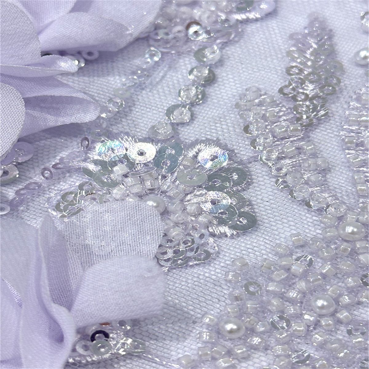 5 Yards 3D Floral Pearl Beaded Embroidered Lace Fabric – Luxury Wedding Gown and Evening Dress Material | Love in Lace