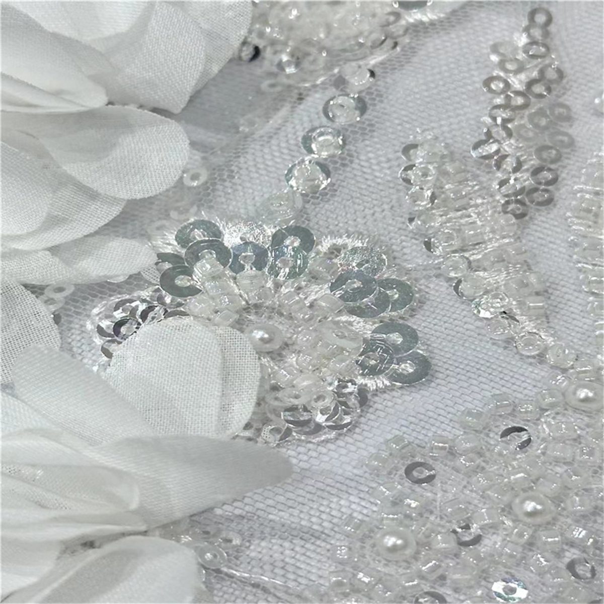 5 Yards 3D Floral Pearl Beaded Embroidered Lace Fabric – Luxury Wedding Gown and Evening Dress Material | Love in Lace